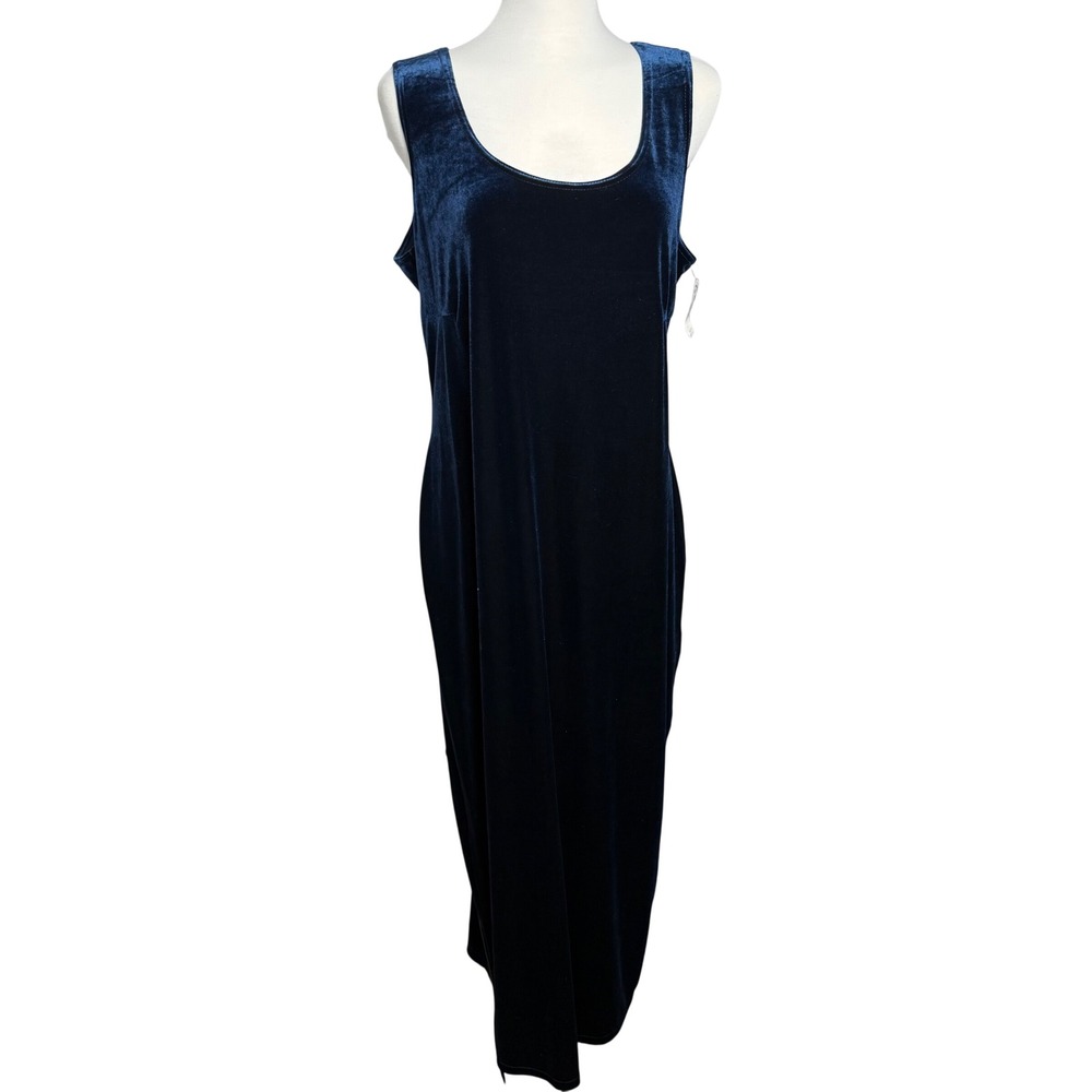 Vintage 90s Velvet Whimsigoth Danielle Casey Navy Blue Long Dress Size 1X New